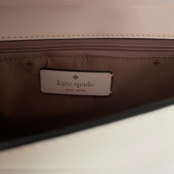 NWOT, Kate Spade Tan, Cream & Black Leather Crossbody Bag with Gold Chain - Picture 6 of 8